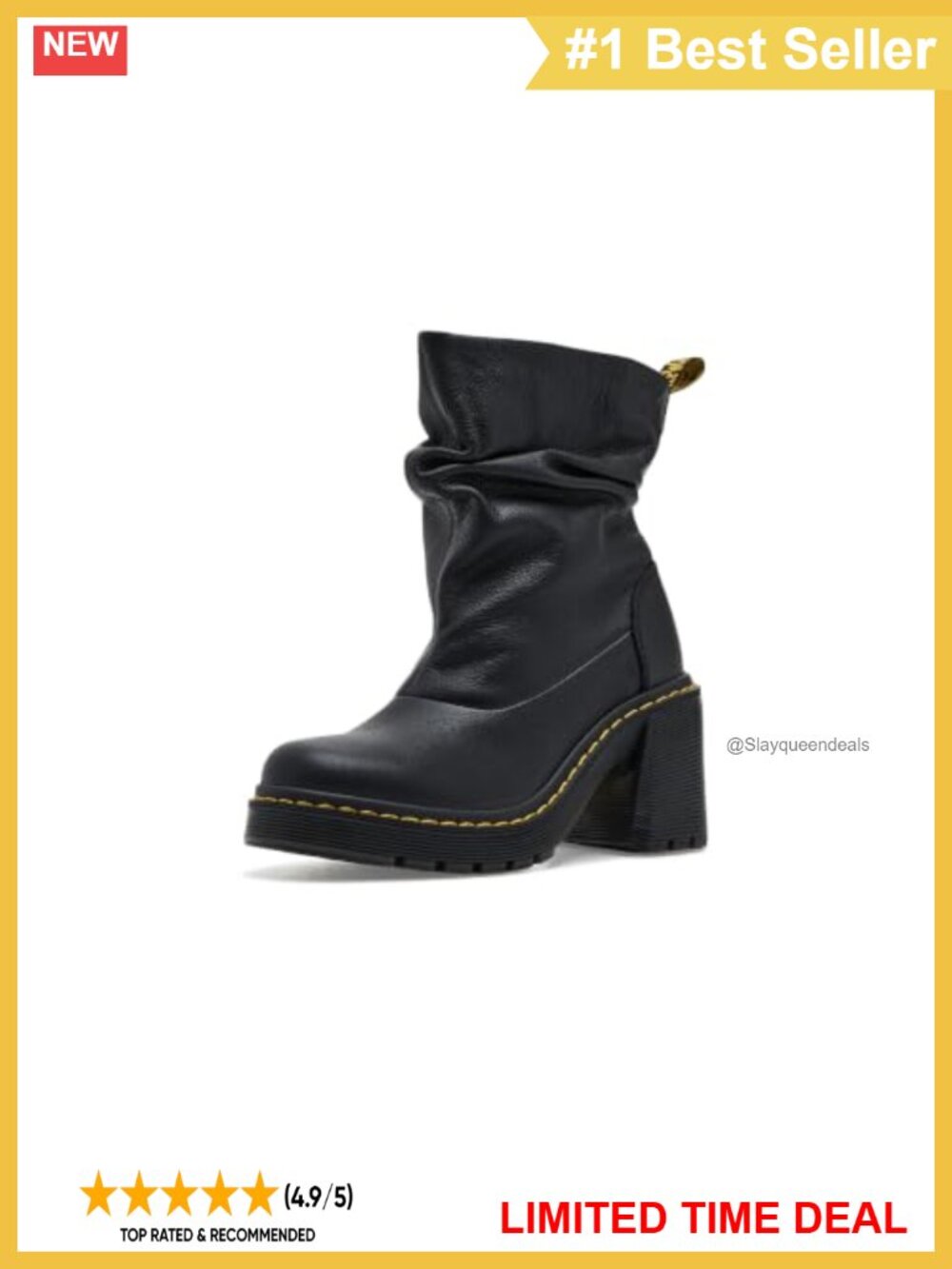 Leather Ankle Bootie Chunky Block Heel Round Toe Fall Boots